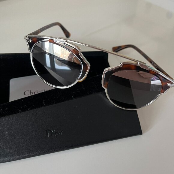 CHRISTIAN DIOR - AUTHENTIC TORTOISE HALF MIRRORED LENS SUNGLASSES - WORN ONCE - Picture 1 of 5